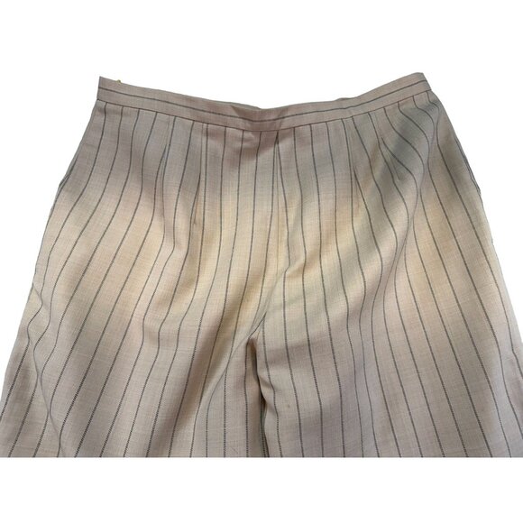 Vintage Talbots Womens Pinstripe Wool Blend Trousers Size 14 Beige Lined - Picture 15 of 15